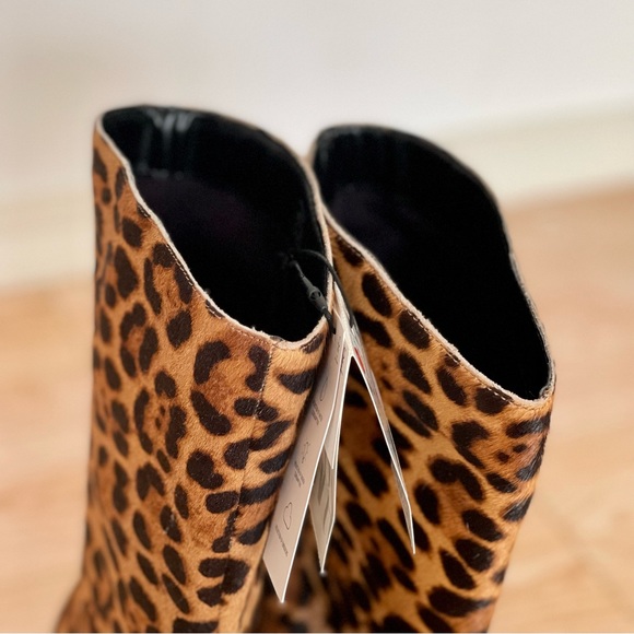 ZARA LEOPARD PRINT HEELED LEATHER ANKLE BOOTS - Picture 10 of 14